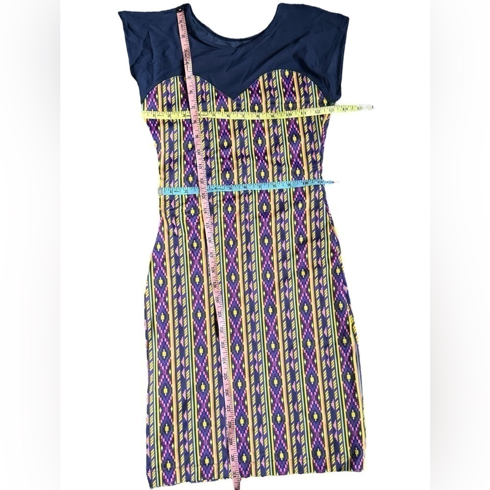American Apparel  Bodycon Dress Size XS  Purple Mesh Illusion-neckline  Purple - Picture 8 of 9